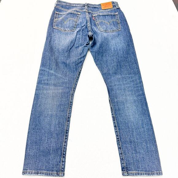 Levi's 501 Short Skinny Dark Wash Denim Jeans Button Fly Size 28 x 28 - Picture 3 of 9